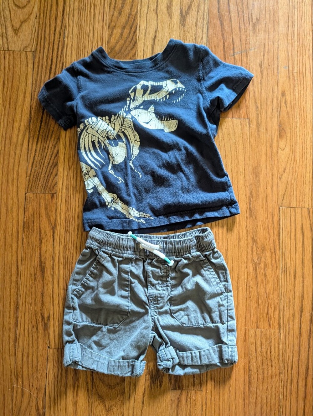 Carter's Navy Dino Graphic Tee with Gray Shorts